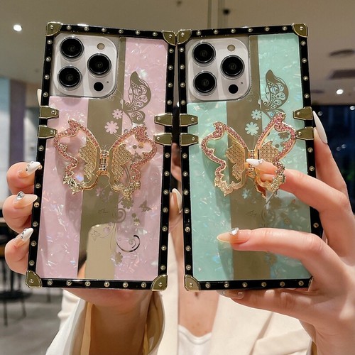 For Samsung A14 A04 A34 A54 A33 13 23 Luxury Rhinestone Butterfly Kickstand Case - 第 2/17 張圖片