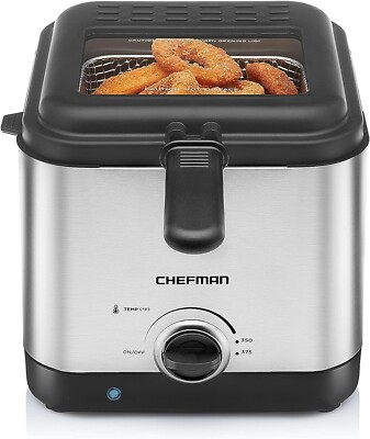 Fry Guy Compact Deep Fry 1.6 Quart Restaurant-Style Easy-View & Adjustable Temp