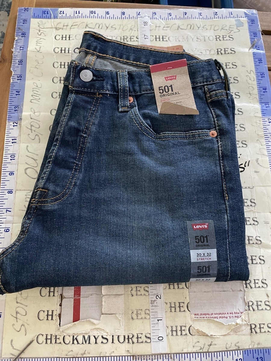 New Levis 501 Stretch Flex Straight Mens Loose Fit Jeans 44X32