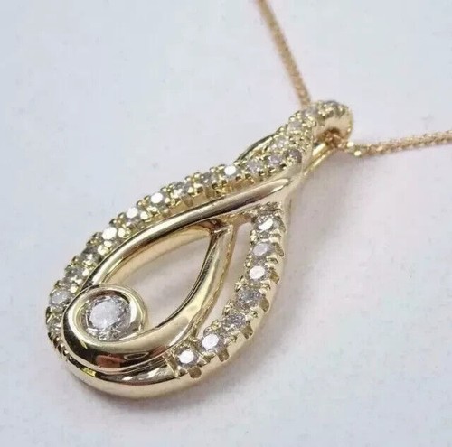 1.50Ct Round Cut Lab-Created Diamond Women Beauty Pendant 14k Yellow Gold Finish - Picture 2 of 5