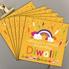 x6 multipack Diwali | Colourful Kids Smiling Rainbows and Diyas 