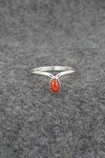 Coral & Sterling Silver Ring - Hiram Largo - Size 8.5