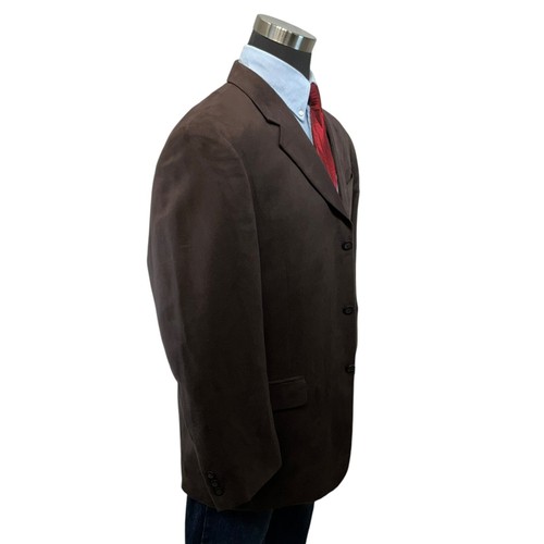 42R Studio Bill Blass Blazer Sport Coat Jacket Brown Microfiber MicroSuede New - Picture 13 of 18