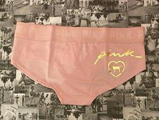 NWT Victoria's Secret Pink Light Pink with Gold Logo panty Low Rise Hipster XS