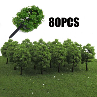 80Pc HO OO Scale Model Trees Train Railroad Layout Diorama Wargame Scenery 3.5cm