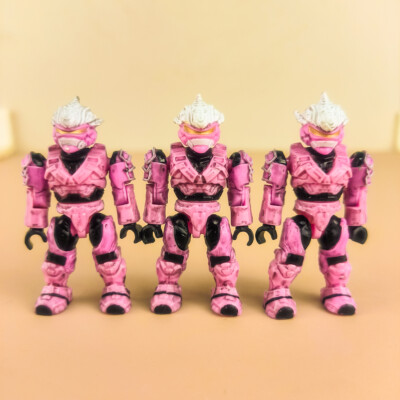 3PCS HALO MEGA BLOKS PINK UNSC SPARTAN HAYABUSA MINI FIGURE 96870 SERIES 2