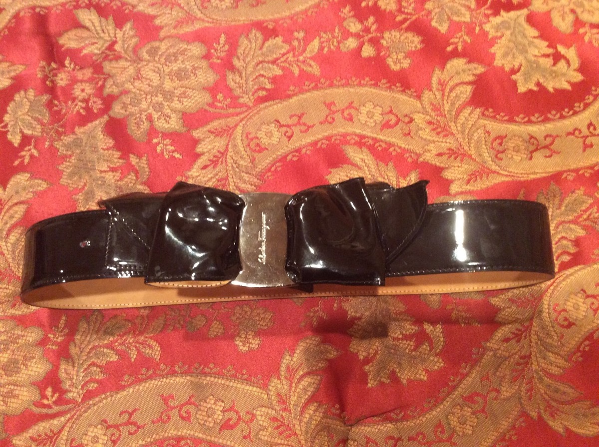 Salvatore Ferragamo Black Patent Leather Bow Belt ICONIC RARE Signature GORGEOUS Salvatore Ferragamo BLACK  main image 4