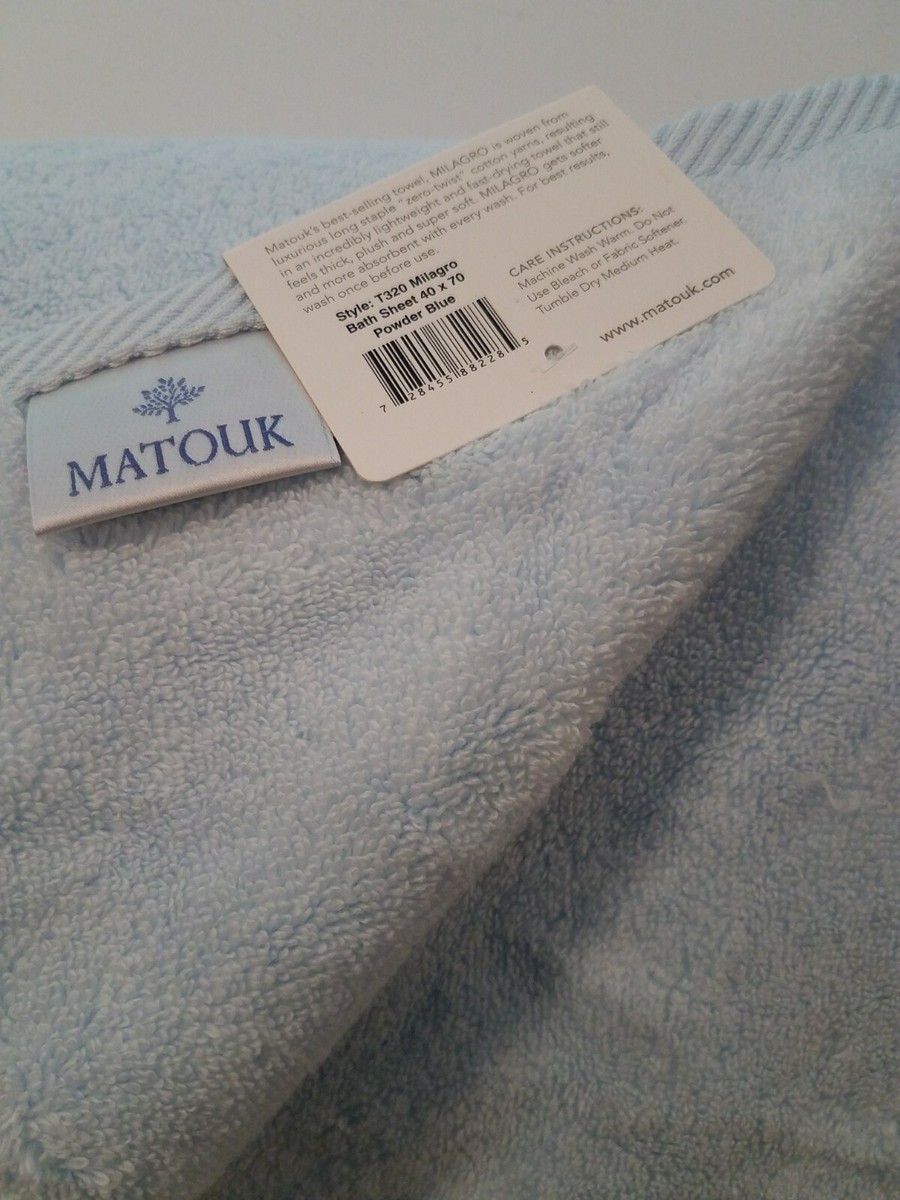 Matouk MILAGRO BATH SHEET TOWEL POWDER BLUE COTTON NEW WITH LIGHT