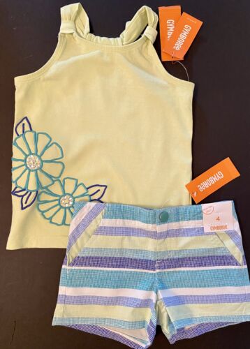 NWT Girls 4 GYMBOREE “TIDE POOL” Cotton Blue/Green TANK TOP & SHORTS 2pc Outfit
