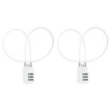 2 Pcs 3 Digit Luggage Cable Combination Lock with 20" Long Cable, White