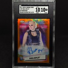 2021 Topps Chrome WWE RHEA RIPLEY Orange Autograph Refractor #A-RP SGC 10