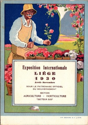 1930 Liege Belgium International Exposition Agriculture Horticulture Postcard