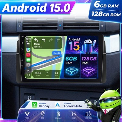 6+128GB Android 15 Autoradio mit GPS Navi WiFi FM RDS Für BMW 3er E46 1999-2005