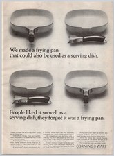 1965 Corning Ware Vintage Print Ad Frying Pan Pyroceram Detachable Handle