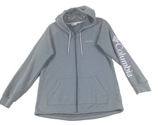 Columbia Hoodie Jacket Women SZ Medium Gray-Heather Full-Zip Pockets Draw-String