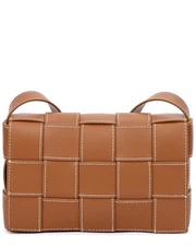 Tiffany & Fred Paris Woven Leather Crossbody Women's Brown