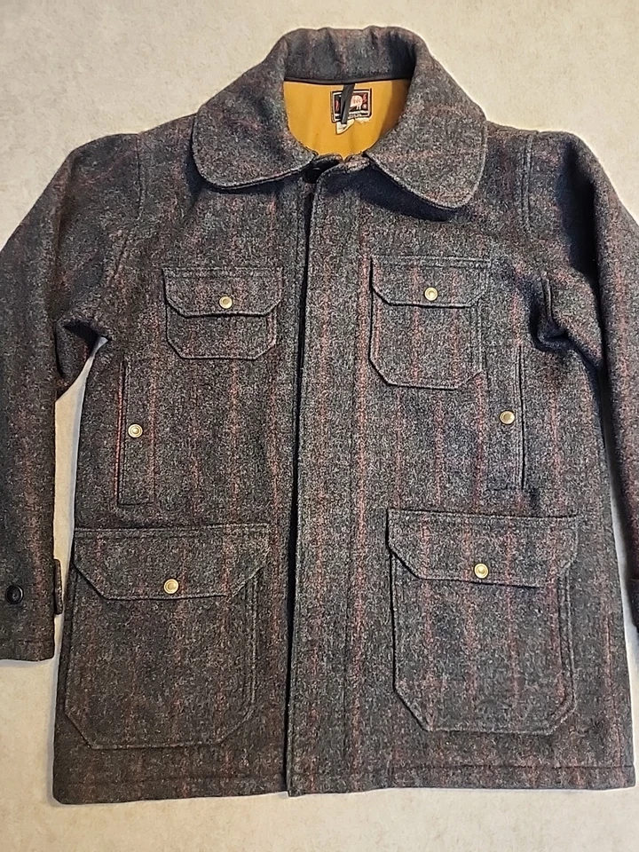 Vintage 50’s Woolrich Men’s Lined Herringbone Wool Mackinaw Hunting Jacket Sz 40 - Image 2 of 4