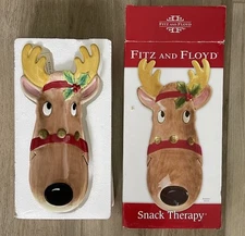 NEW! Fitz and Floyd Snack Therapy Christmas Reindeer Serving Dish Plate