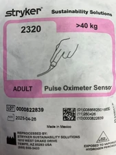 20 Stryker Reprocessed Masimo 2320 Adult Sensor 3" Cable  3 or  40 kg