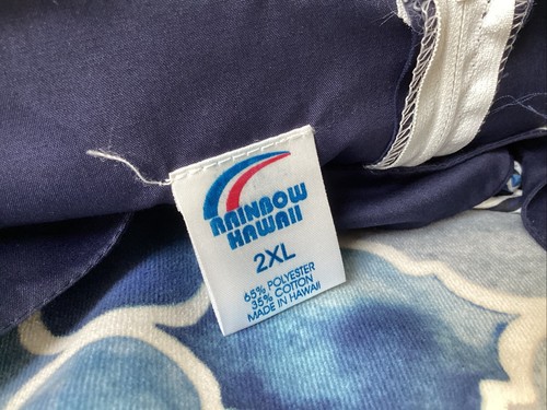 Vtg Rainbow Hawaii Made in Hawaii Muu Muu Dress Maxi Size 2XL Blue Short Sleeve - Picture 16 of 17