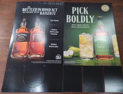 (Lot of 2) Jack Daniels Whiskey Liquor Store Advertising Display Signs,  Apple