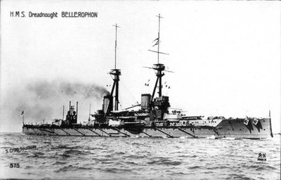British Royal Navy Battleship Hms Bellerophon Shipping Naval Old Photo