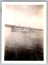 Vtg B&W Snapshot Military Ship At Sea 1940s
