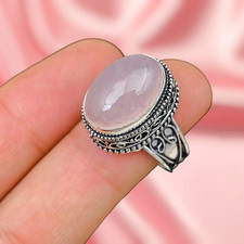 Rose quartz Gemstone Ring Silver Ring 925 Sterling Silver Ring Women's Jewelry