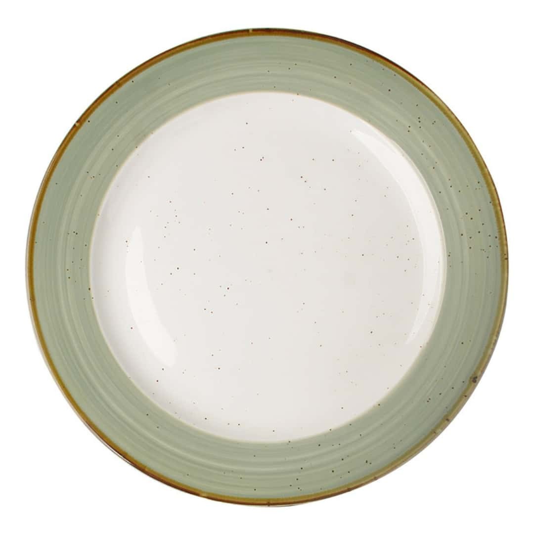 Justcolor Round Plate Sage Green In Porcelain Ø 27 Cm - Lioness