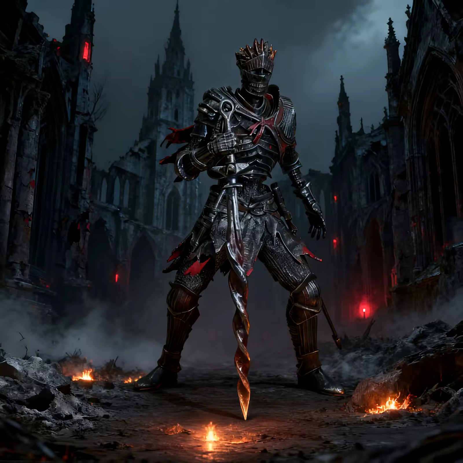 Dark Knight Soul of Cinder Action Figure 18cm Coiled Sword Knight Statue Toy