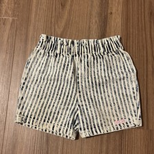 Vintage 80s 90s Cherokee Striped Denim Paperbag High Waist Shorts USA Made Sz 3