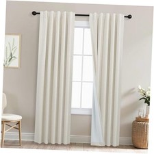 Thermal Curtains for Winter,Cream Curtains 84 42"W x 84"L Pack of 2 Natural