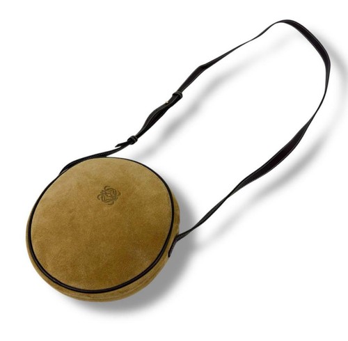 LOEWE Suede Anagram Shoulder Bag Vintage Brown Adjustable Strap