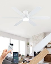 52" Low Profile Ceiling Fan with Light, 6-Speed Reversible DC Motor, Remote Cont