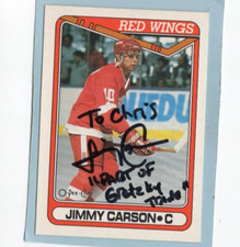 Autographed Jimmy Carson Part of Gretzky Trade added Red Wings 1990 O-PEE-CHEE