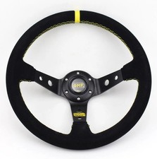 Omp Yellow Universal Steering Wheel 14inch Suede 350mm Deep Dish Wheel