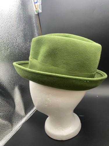 Vintage Green Glamour Felts Wool Fedora Style Hat With Bow WLP3137 - Picture 3 of 9
