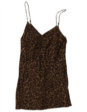 Zara Womens Slip Dress UK 12 Medium Brown Animal Print Viscose IX08