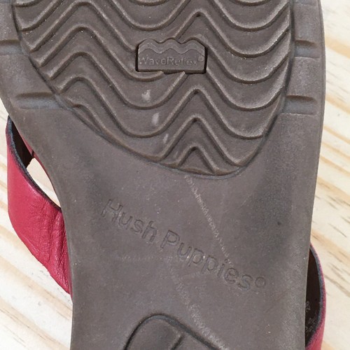 Hush Puppies Sandals Womens 8.5 Wide Slide Red Slip On Casual Open Toe Wedge - Picture 16 of 18