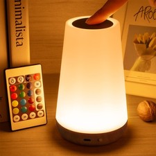 Rechargeable LED Night Light, Touch  Remote Control Bedside Lamp with 13 Col...