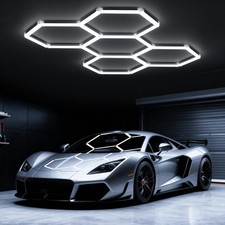 Ipackorin Hexagon Garage Lights: 168W 5 Grids Hexagon Led Lights 18480LM