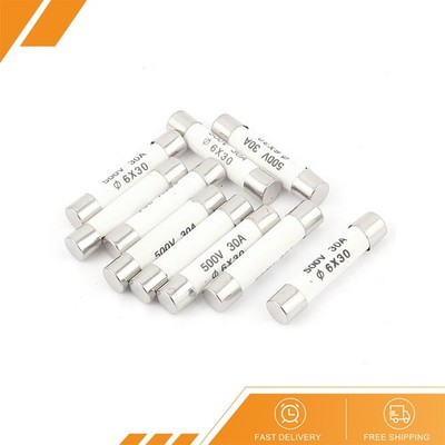 10Pcs 500V 30A Low Breaking Capacity 6 x 30mm Cartridge Ceramic Fuses