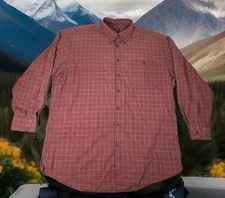 Scott Barber Shirt Mens L Large Red Made In America Check Long Sleeve Button
