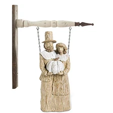 K&K Interiors 16 Inch Tan & Cream Resin Pilgrim Man and Woman Arrow Replacement