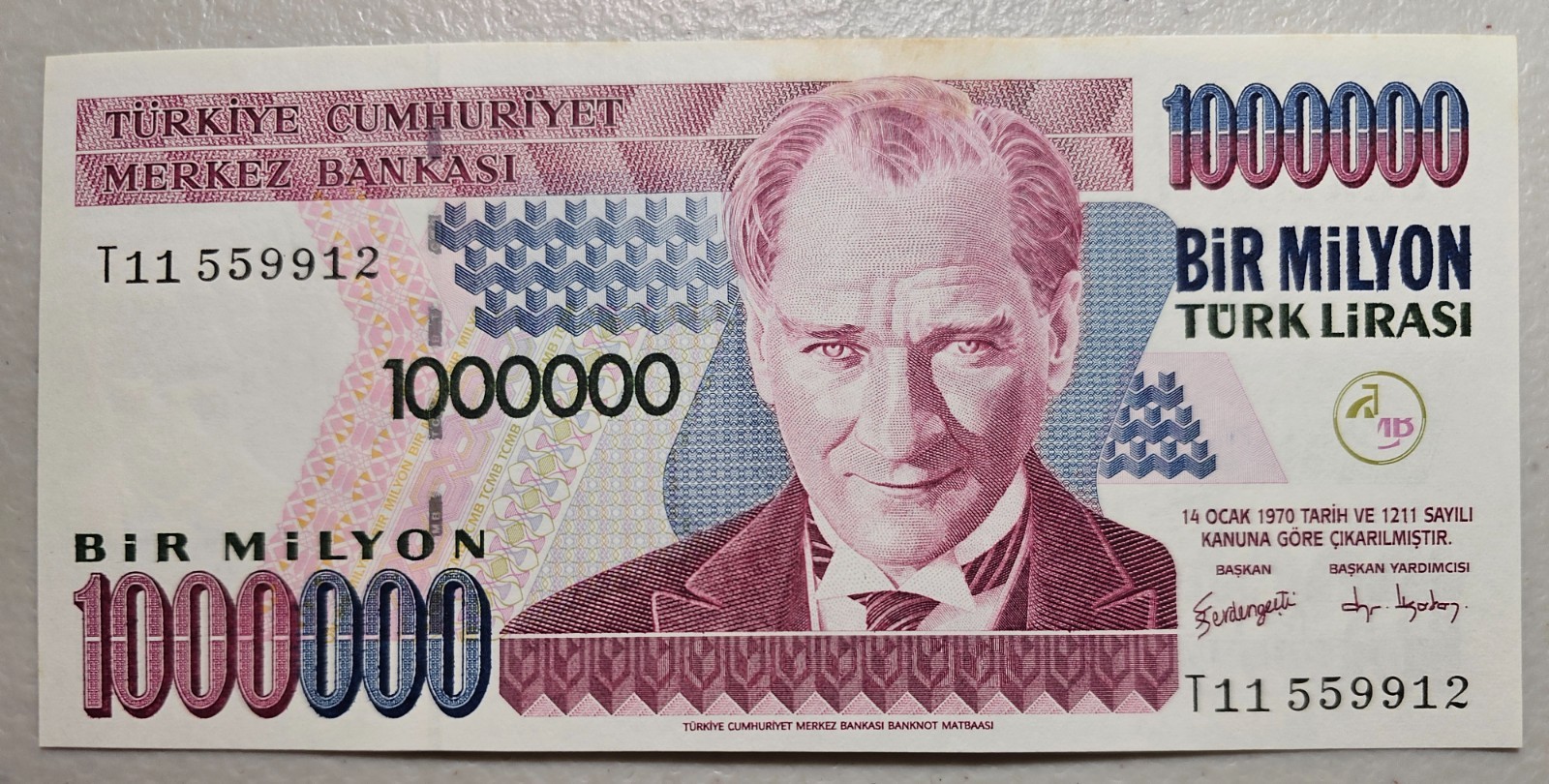 Turkey 1,000,000 Lira 2002 Unc