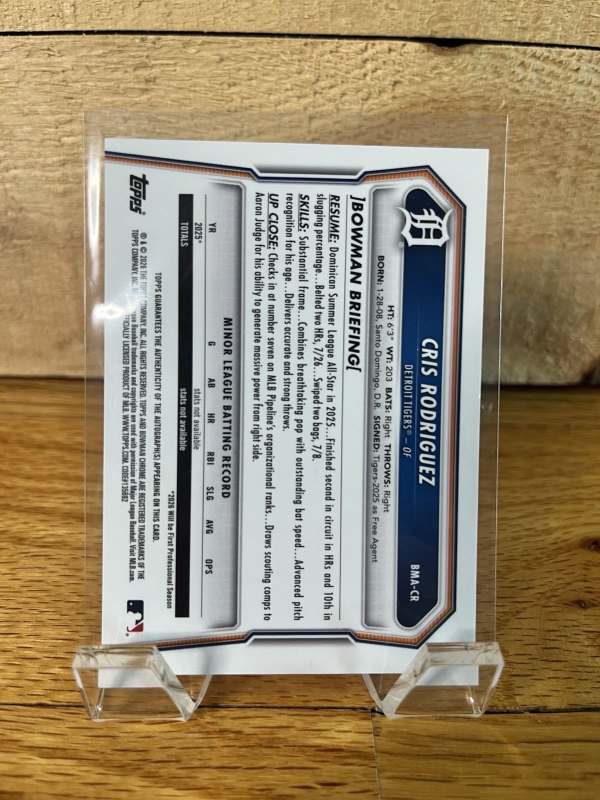 2026 Bowman Chrome Black Mojo Refractor #7/10 Prospect Auto CRIS RODRIGUEZ view 2