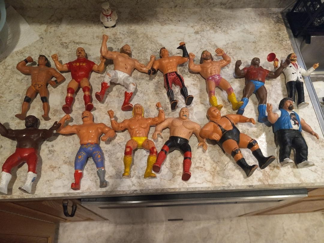 Lot of 13 LJN WWF 1980's Titan Sports Rubber Wrestling Figures