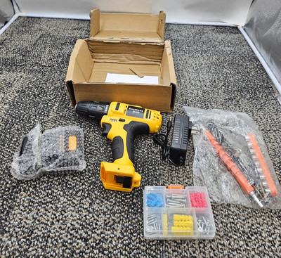 Power Tool Compact Cordless Drill With Battery And Charger, Black & Yellow