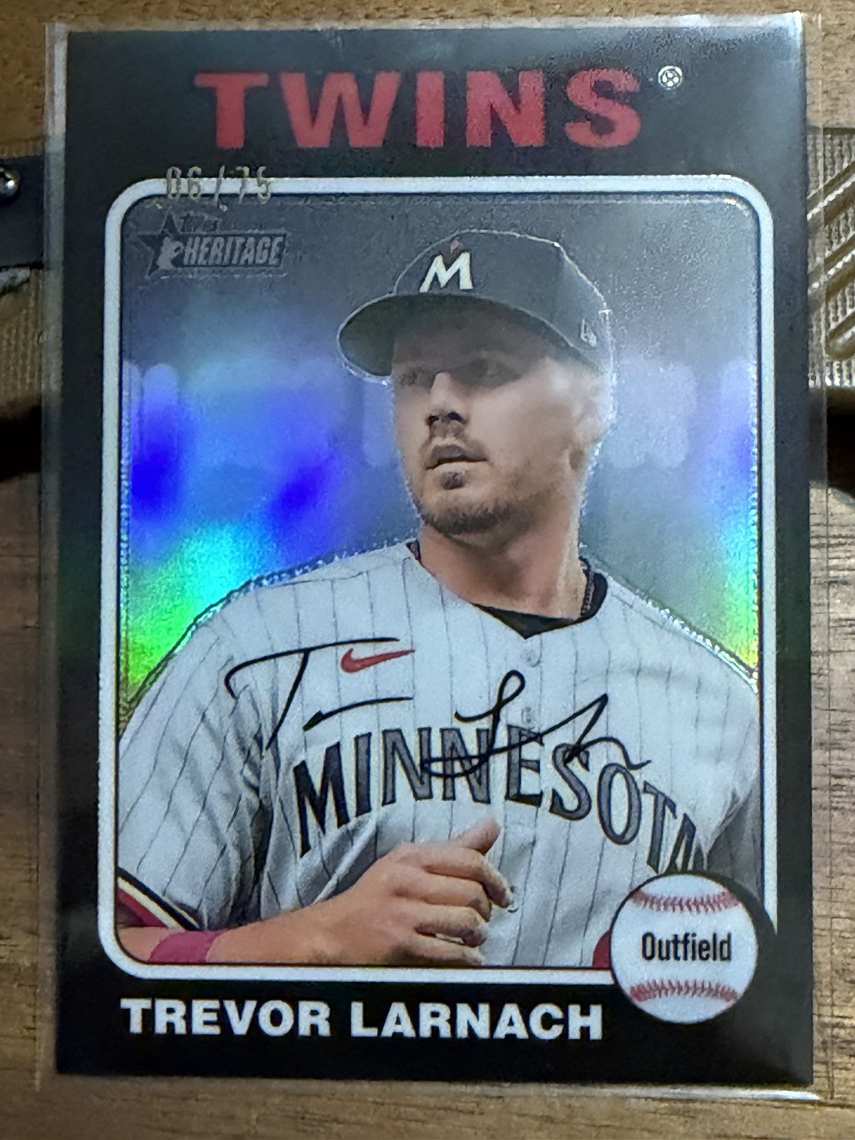2024 Topps Heritage High Trevor Larnach Black Chrome Refractor #/75 SP Twins