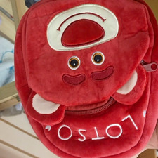 Lotso Toy Story Unisex Kids Small Plush Backpack Red/White Zip Embroidered
